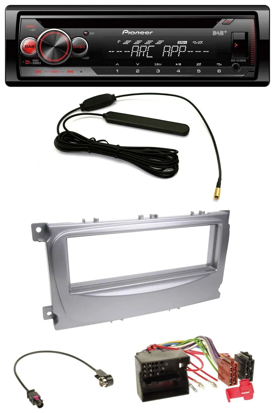 Pioneer CD USB AUX DAB MP3 Autoradio für Ford Galaxy C-Max Focus ab 2007 silber