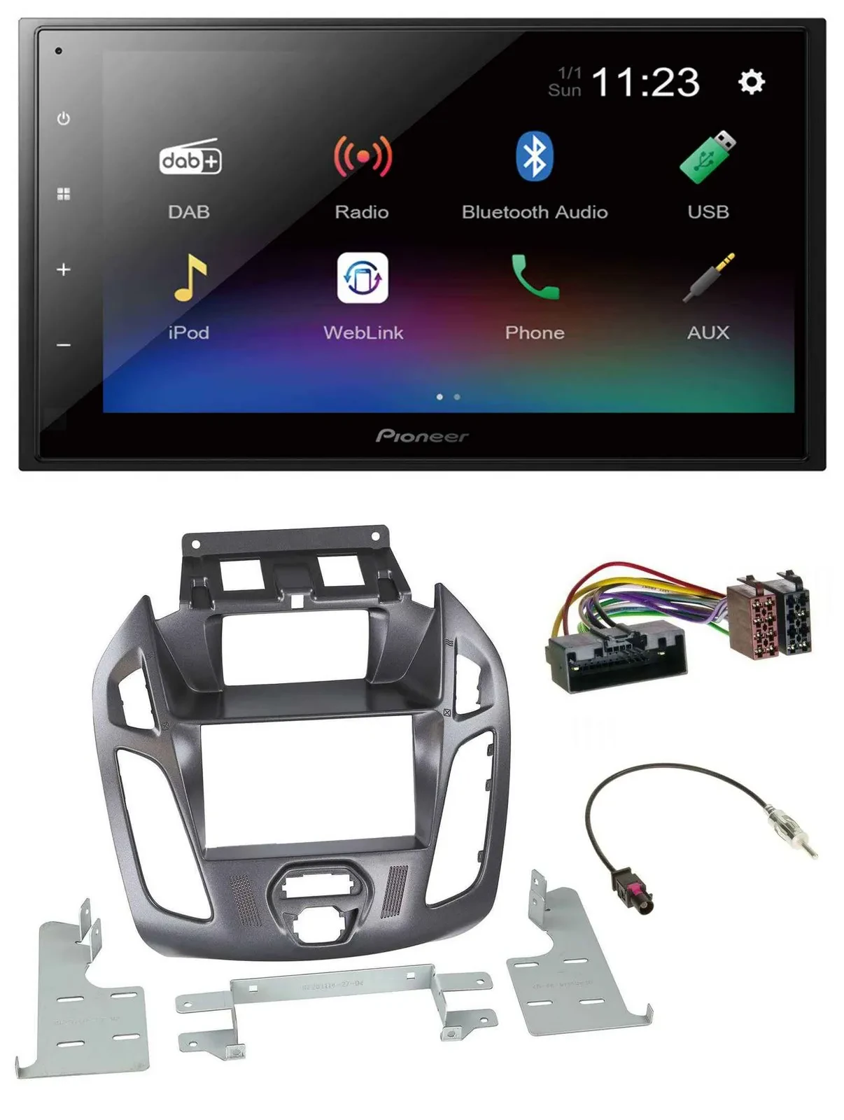 Pioneer USB Bluetooth DAB 2DIN MP3 Autoradio für Ford Transit mit Display 2012-2