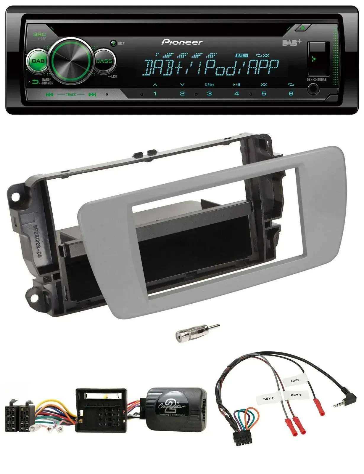 Автомагнитола для Seat Ibiza Pioneer USB/MP3/DAB, CD, серый