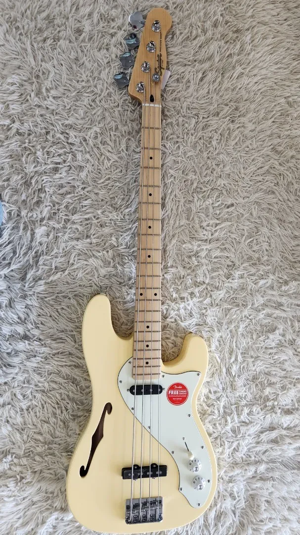 Fender Squier Paranormal 4-String Precision Bass Thinline SJ, Vintage White