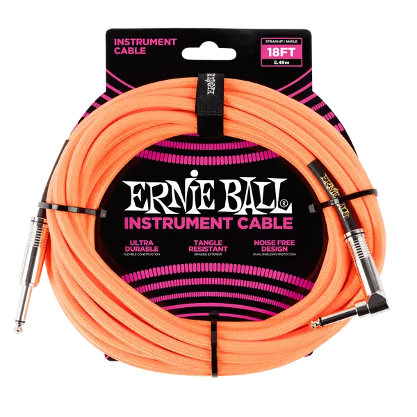 Инструментальный кабель Ernie Ball 6084 5.5м Braided Neon Orange