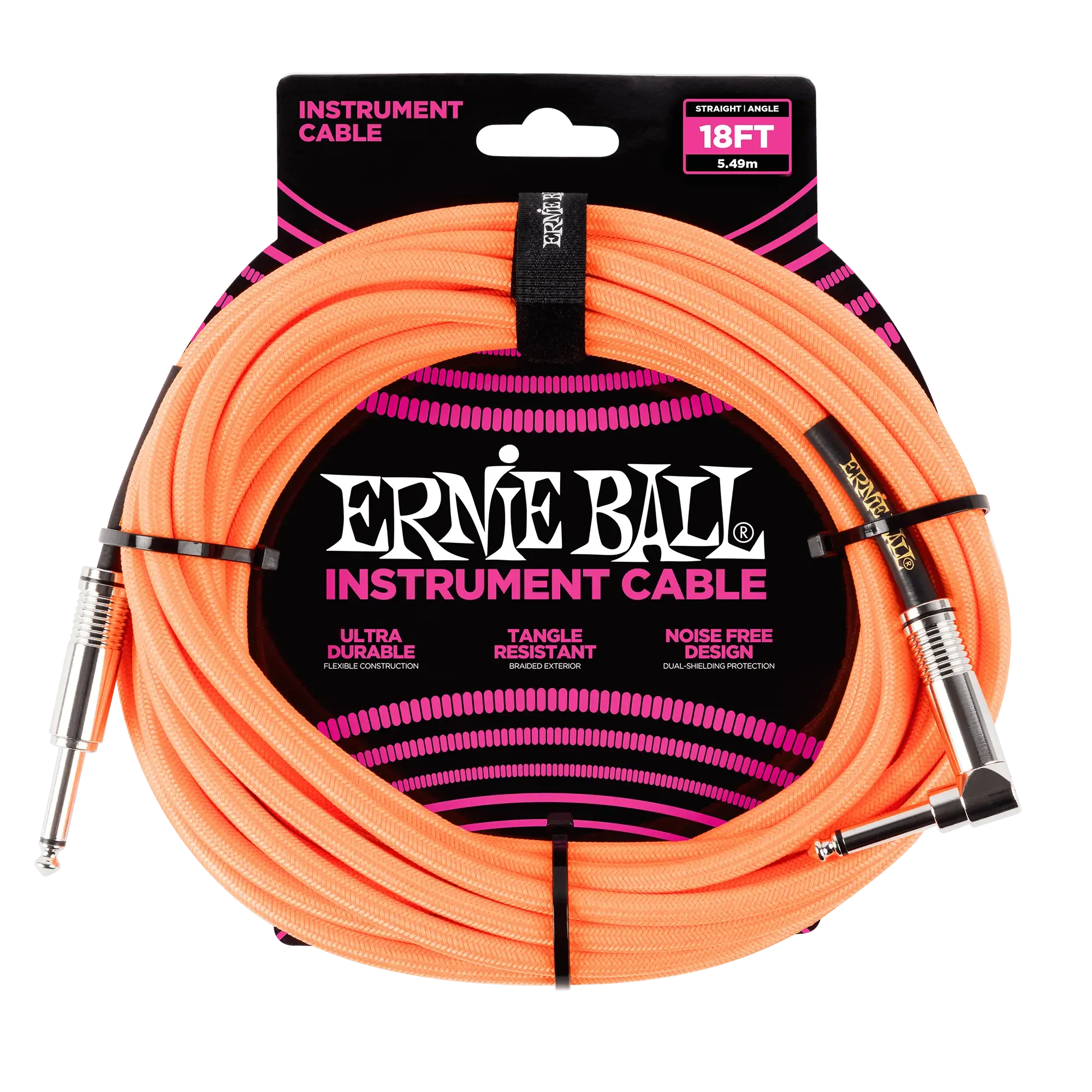 Инструментальный кабель Ernie Ball 6084 5.5м Braided Neon Orange