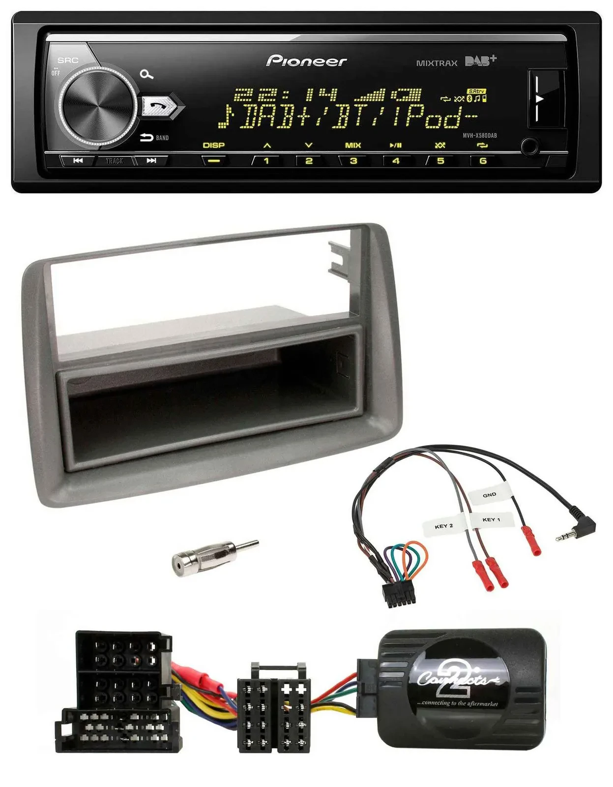 Автомагнитола Pioneer Bluetooth USB DAB для Alfa Romeo GT/147, серебристая