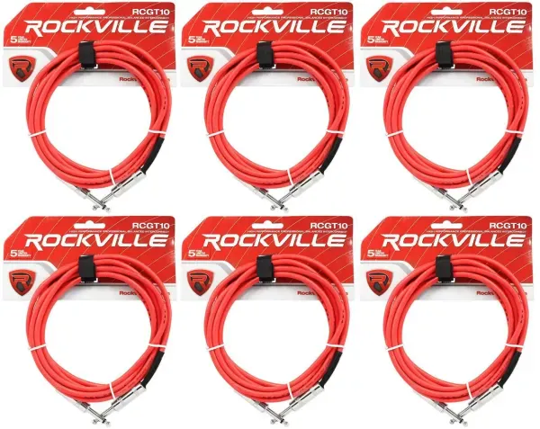 Инструментальный кабель Rockville RCGT10R Red 3 м (6 штук)