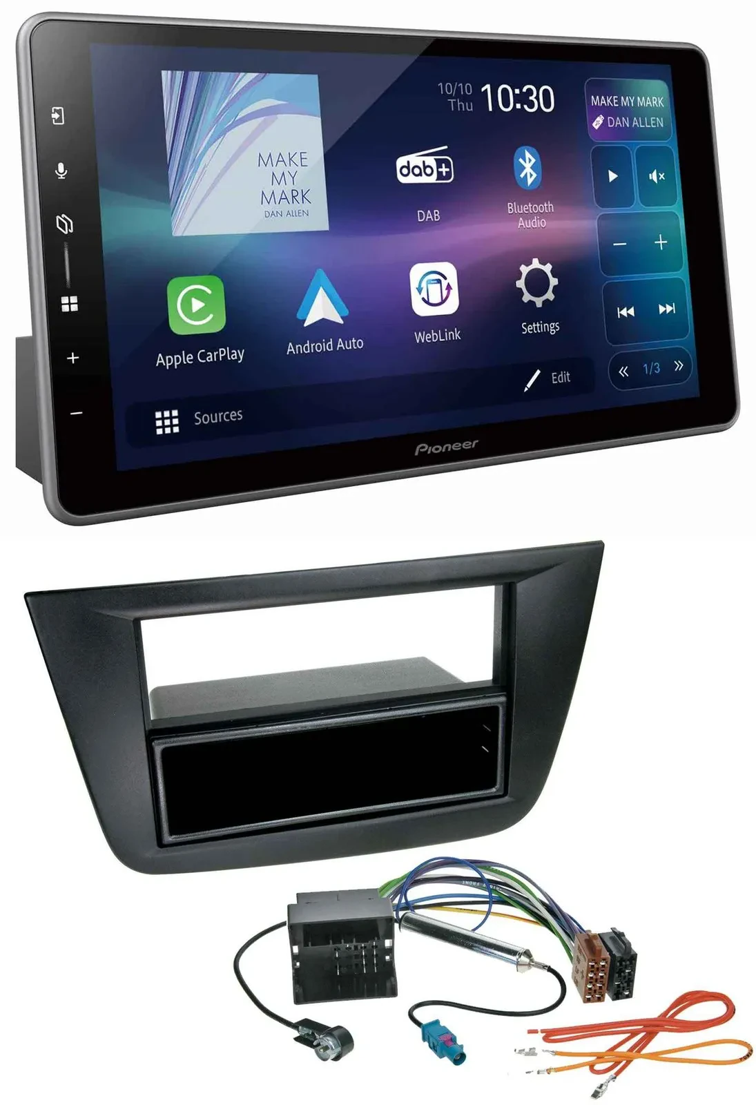 Автомагнитола для Seat Toledo/Altea Pioneer Bluetooth, USB, DAB, MP3, черная