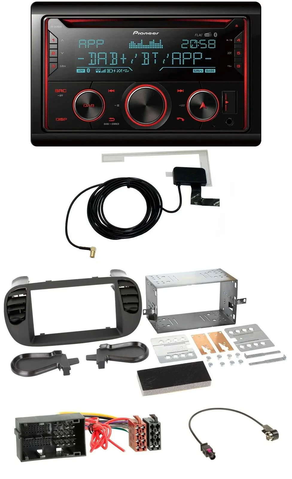 Автомагнитола для Fiat 500 (с 2012) Pioneer 2DIN CD USB Bluetooth DAB soft touch