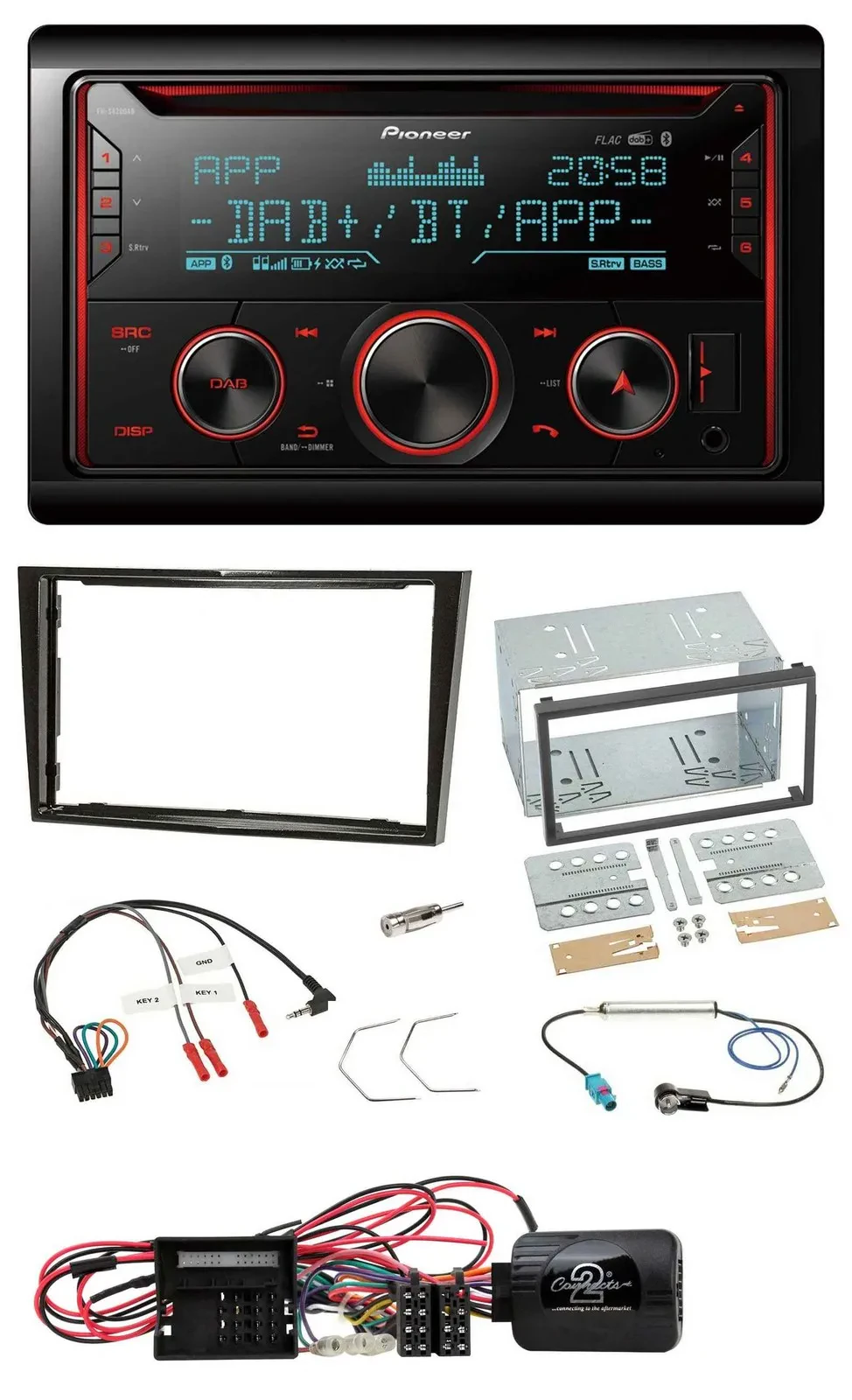 Автомагнитола для Opel Corsa D Pioneer 2DIN DAB, Bluetooth, USB, CD, черный глянец