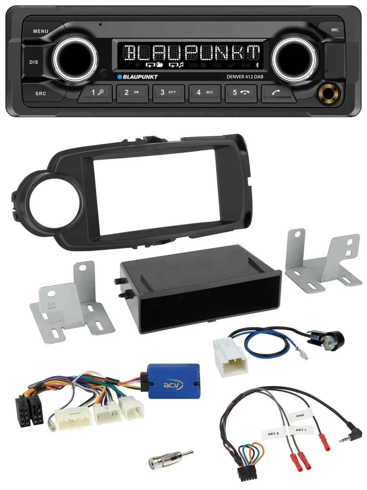 Blaupunkt Bluetooth DAB Lenkrad USB Autoradio für Toyota Yaris ab 2014 schwarz 2