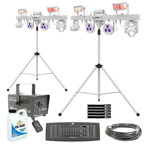 Chauvet DJ GigBar Move White LED Moving Head Par Laser Light Systems Pair DMX