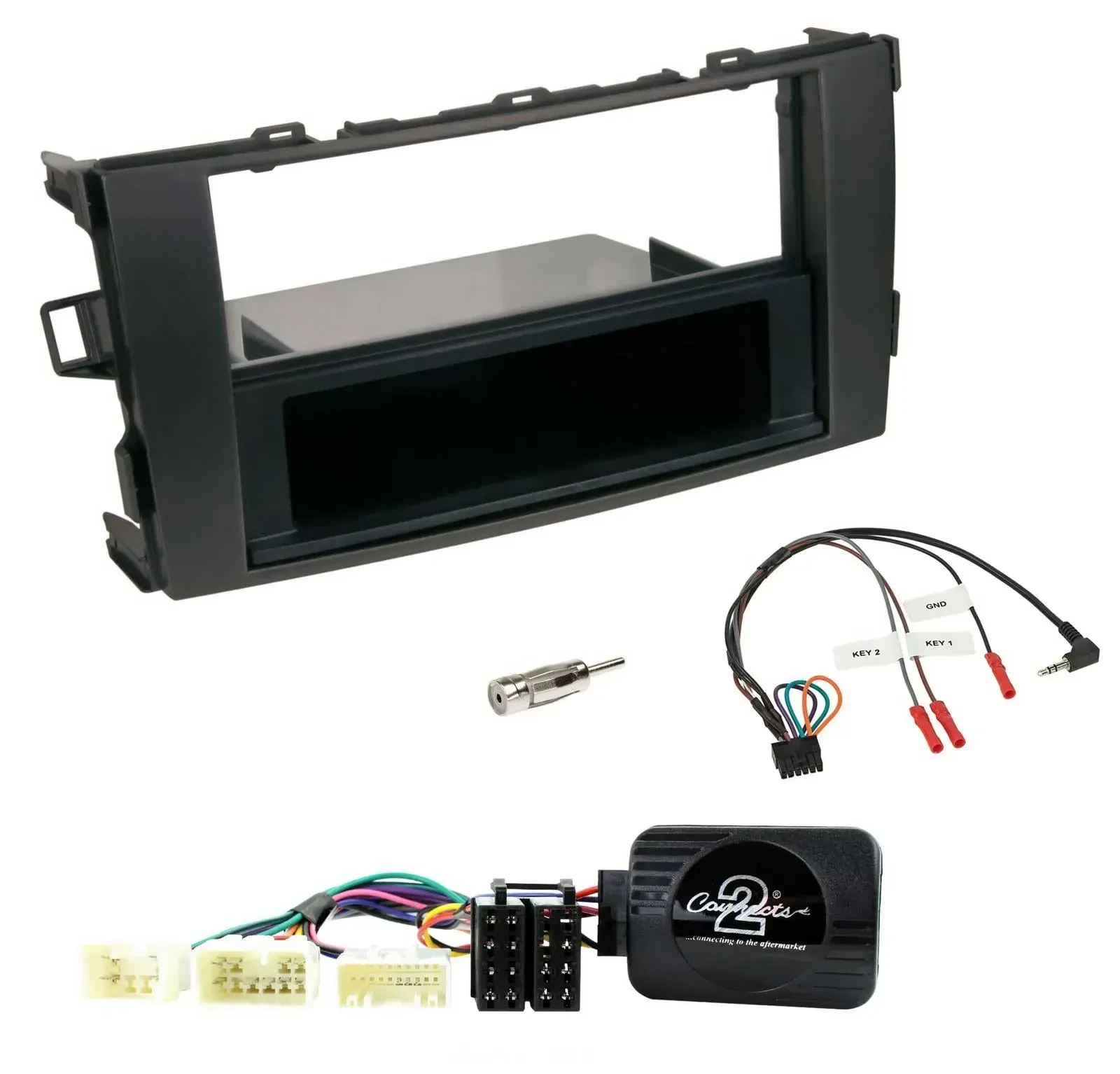 Einbauset Lenkradadapter DIN Autoradio für Toyota Auris 2007-2011 schwarz