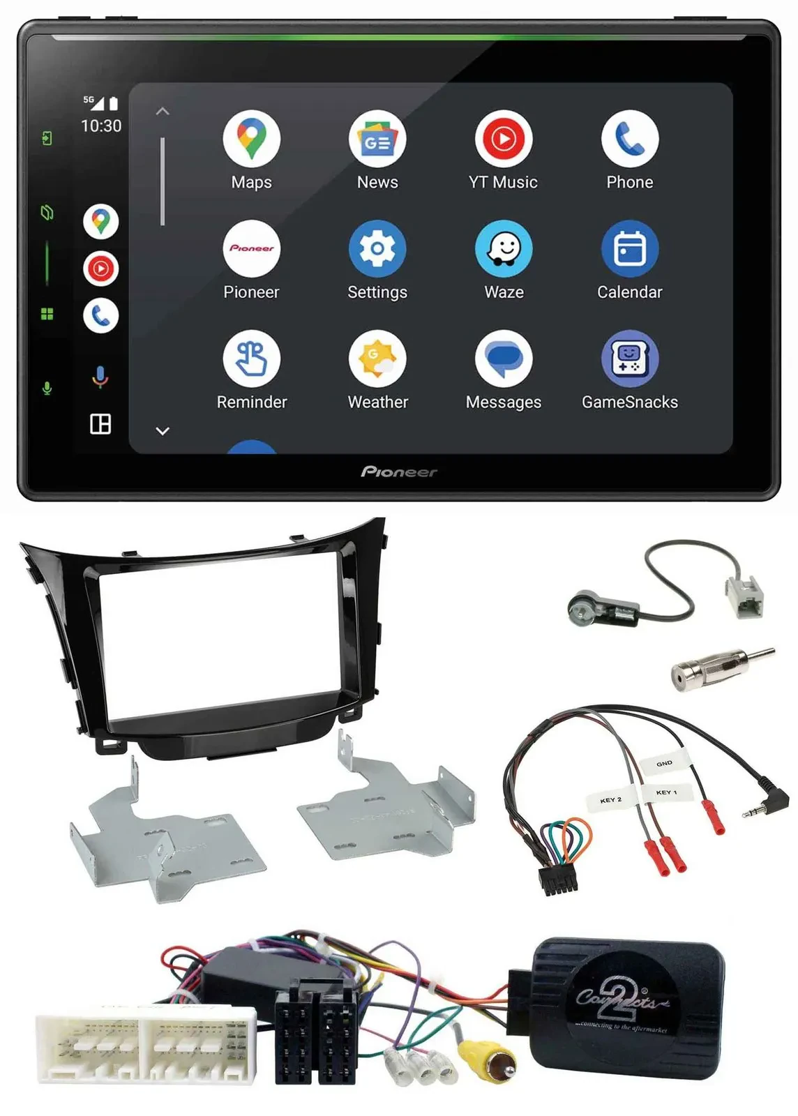 Pioneer 2DIN Lenkrad USB Bluetooth DAB Autoradio für Hyundai I30 ab 2017