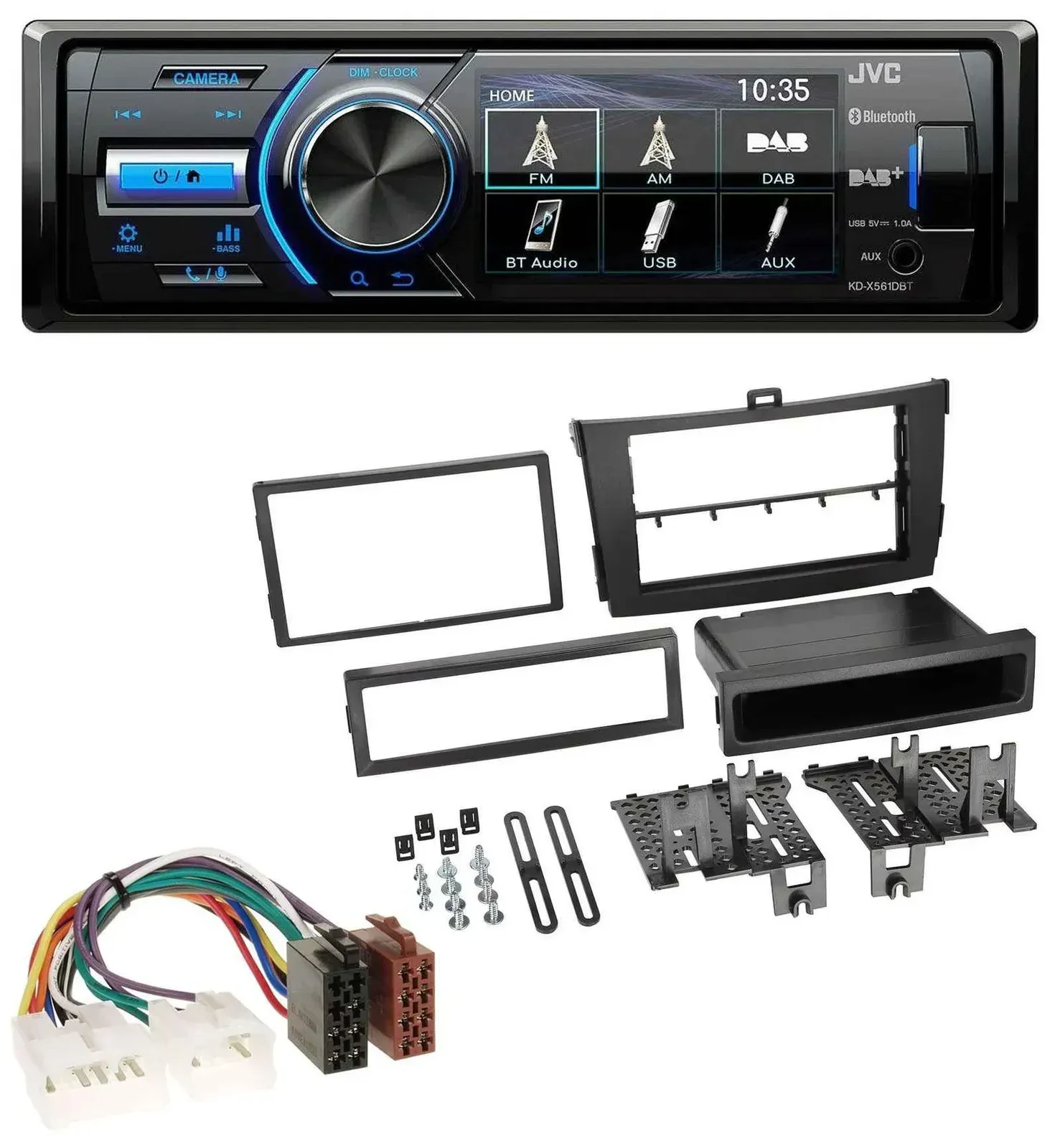 Автомагнитола для Toyota Corolla JVC Bluetooth, MP3, USB, DAB, черный