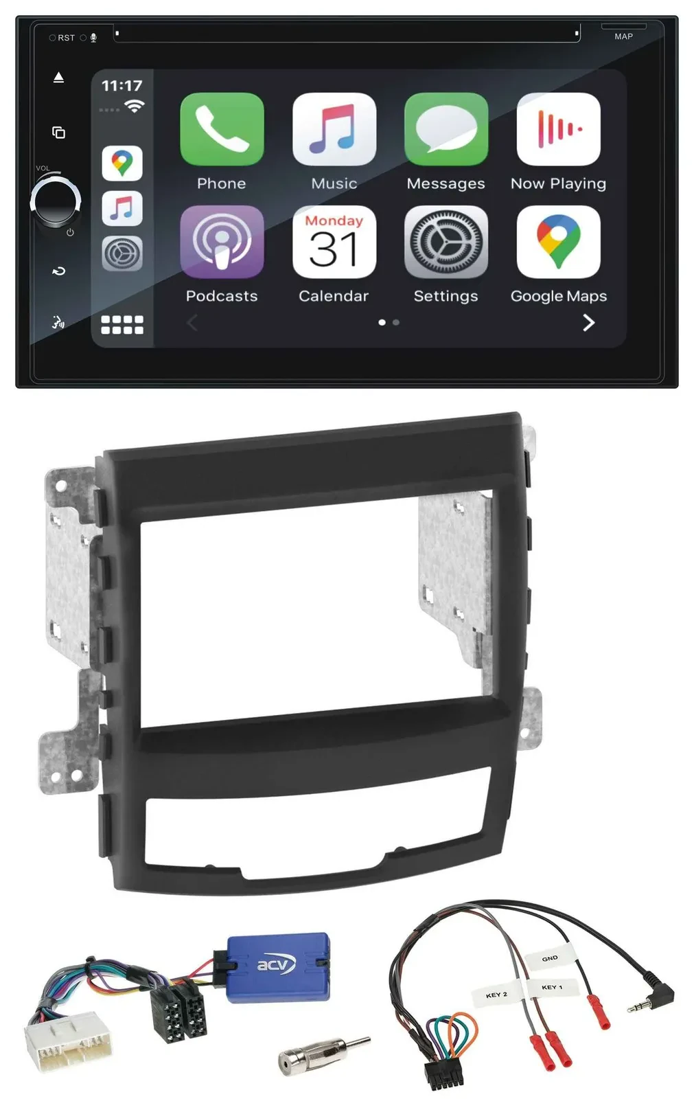 Blaupunkt DAB USB Bluetooth Lenkrad 2DIN TMC Navigation für SSangYong Korando mi