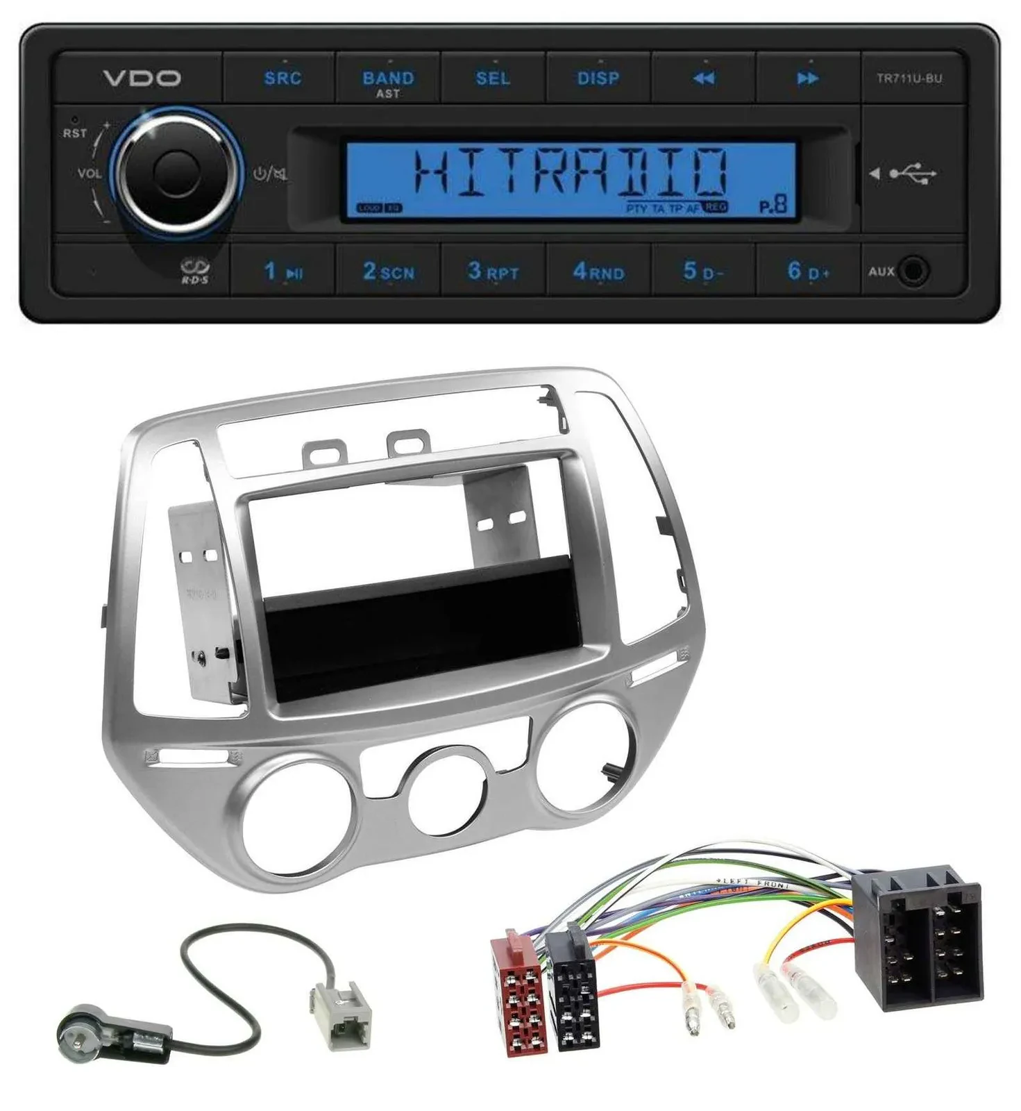 VDO AUX 1DIN MP3 USB Autoradio für Hyundai i20 (12-14) man. Klima