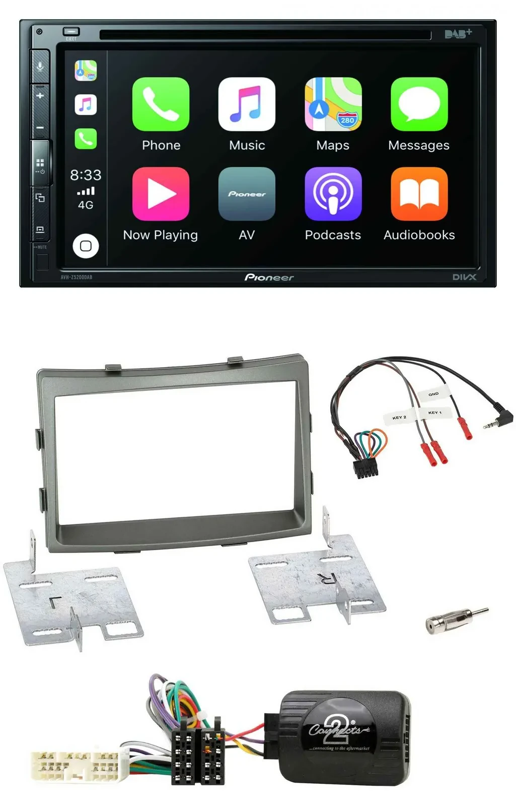 Pioneer DVD 2DIN Lenkrad DAB Bluetooth USB Autoradio für SSangYong Rodius ab 201