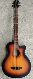 Luna Tribal 34" Scale-Length Acoustic-Electric Bass Guitar, Tobacco Sunburst
