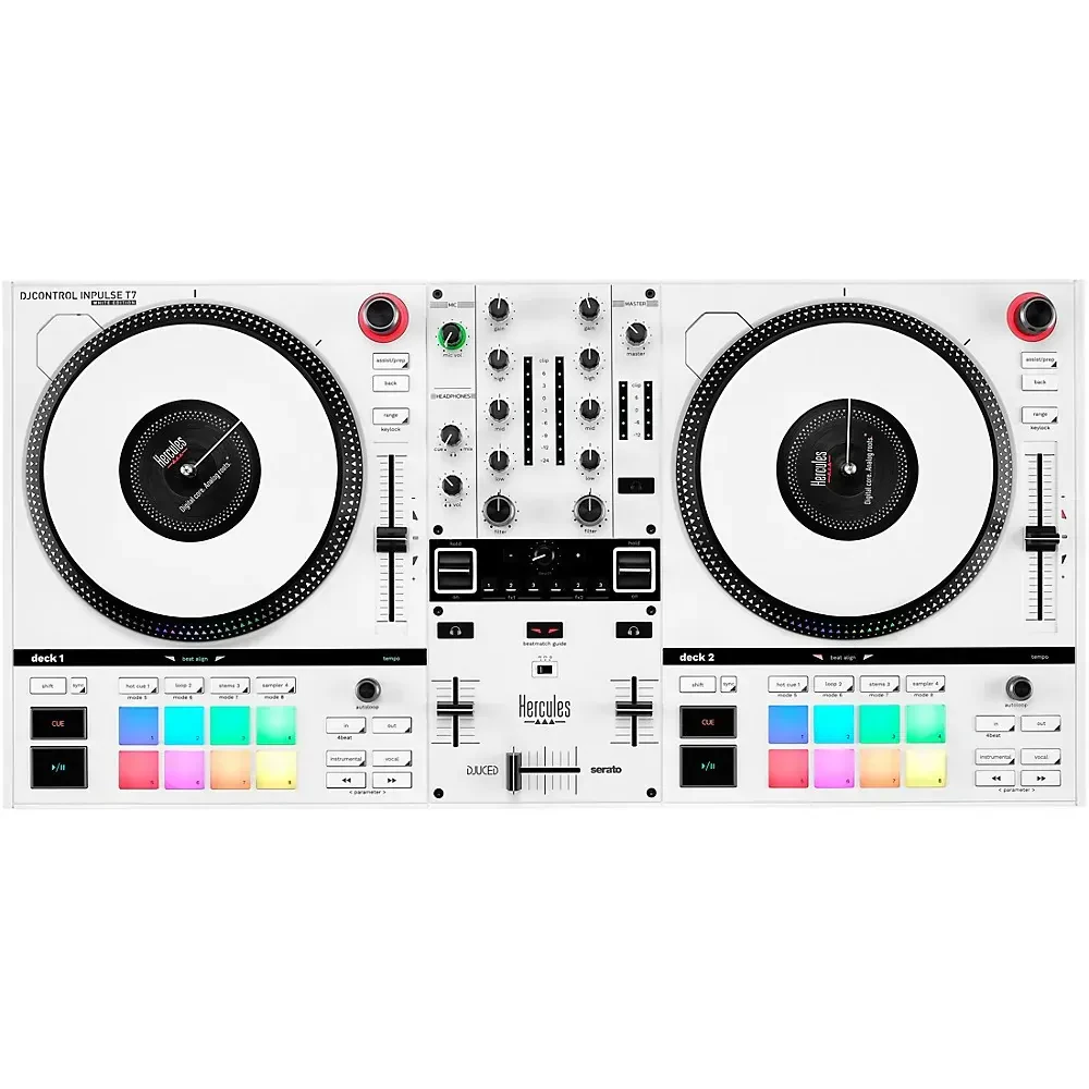 DJ-контроллер с джогом Hercules DJ DJControl Inpulse T7 2-канальный, моторизованные 7" джоги, White (Limited Edition)