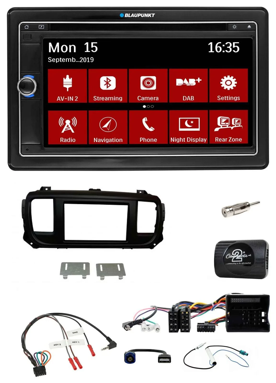 Blaupunkt TMC USB Lenkrad Bluetooth DAB 2DIN Navigation für Citroen Jumpy Erstau
