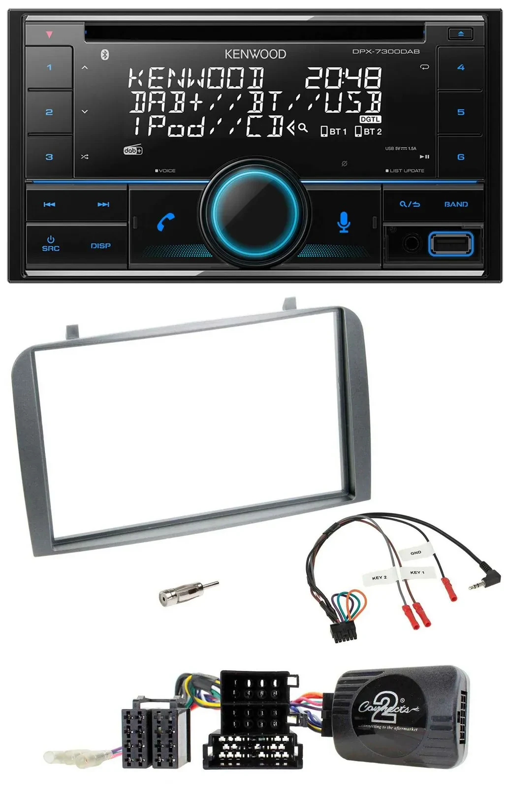 Автомагнитола Kenwood 2DIN, CD, DAB, USB, Bluetooth, поддержка управления на руле, для Alfa Romeo GT/147 (2007–2010)