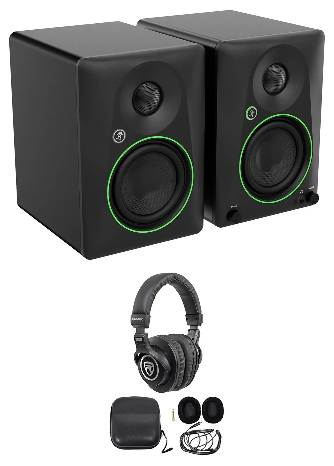 Pair Mackie CR4.5 4.5" Powered Studio Monitors w/ Tone Control+Headphones