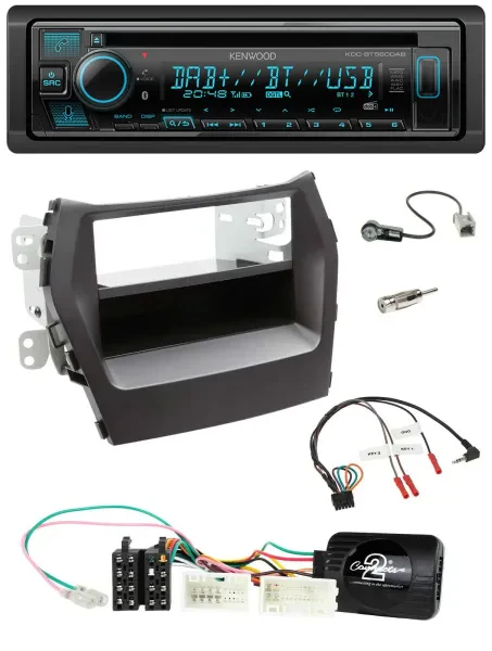 Kenwood Bluetooth DAB CD Lenkrad USB Autoradio für Hyundai Santa Fe ab 2012 schw