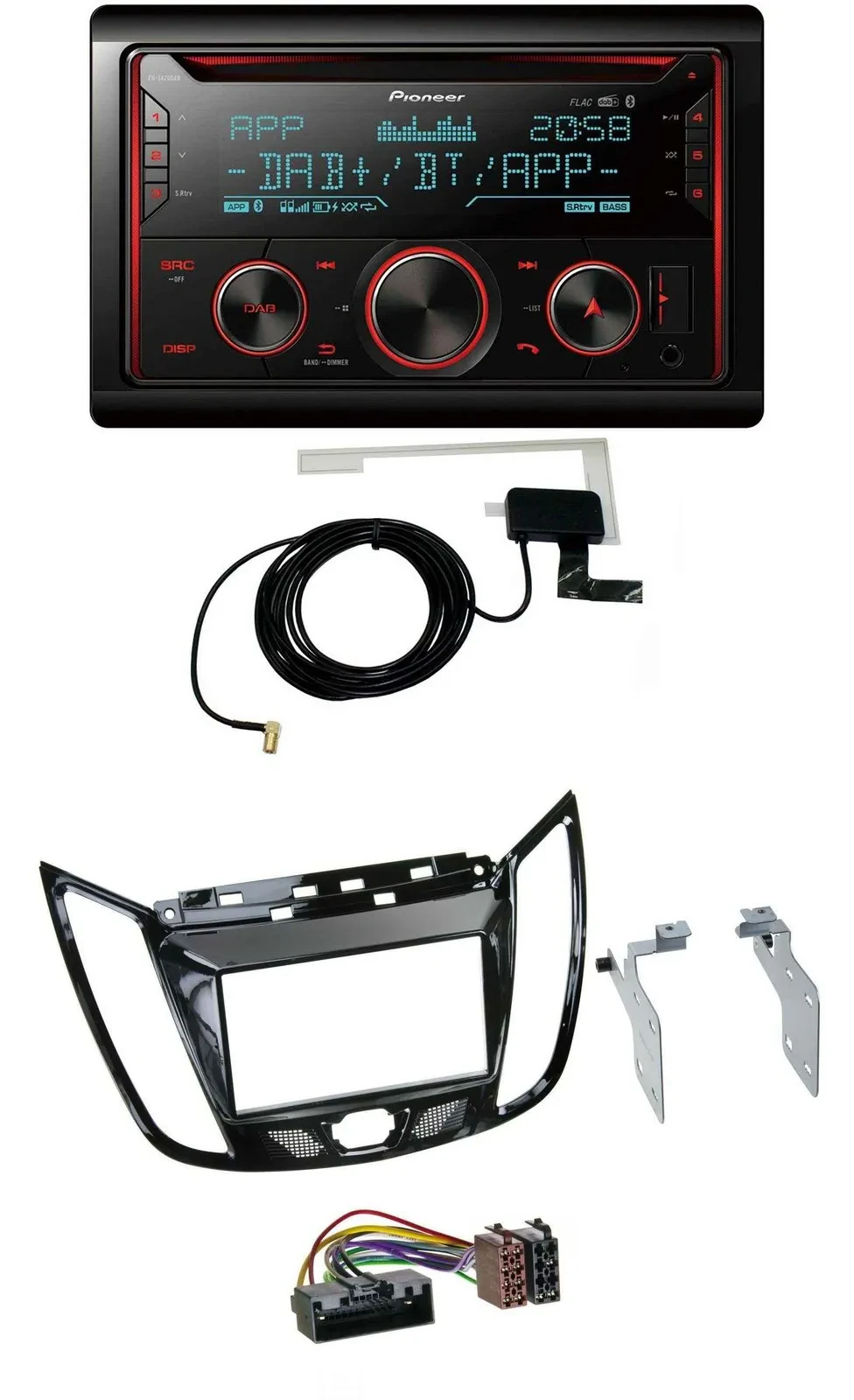 Автомагнитола Pioneer 2-DIN MP3 DAB USB CD Bluetooth для Ford C-Max/Kuga, черный глянец