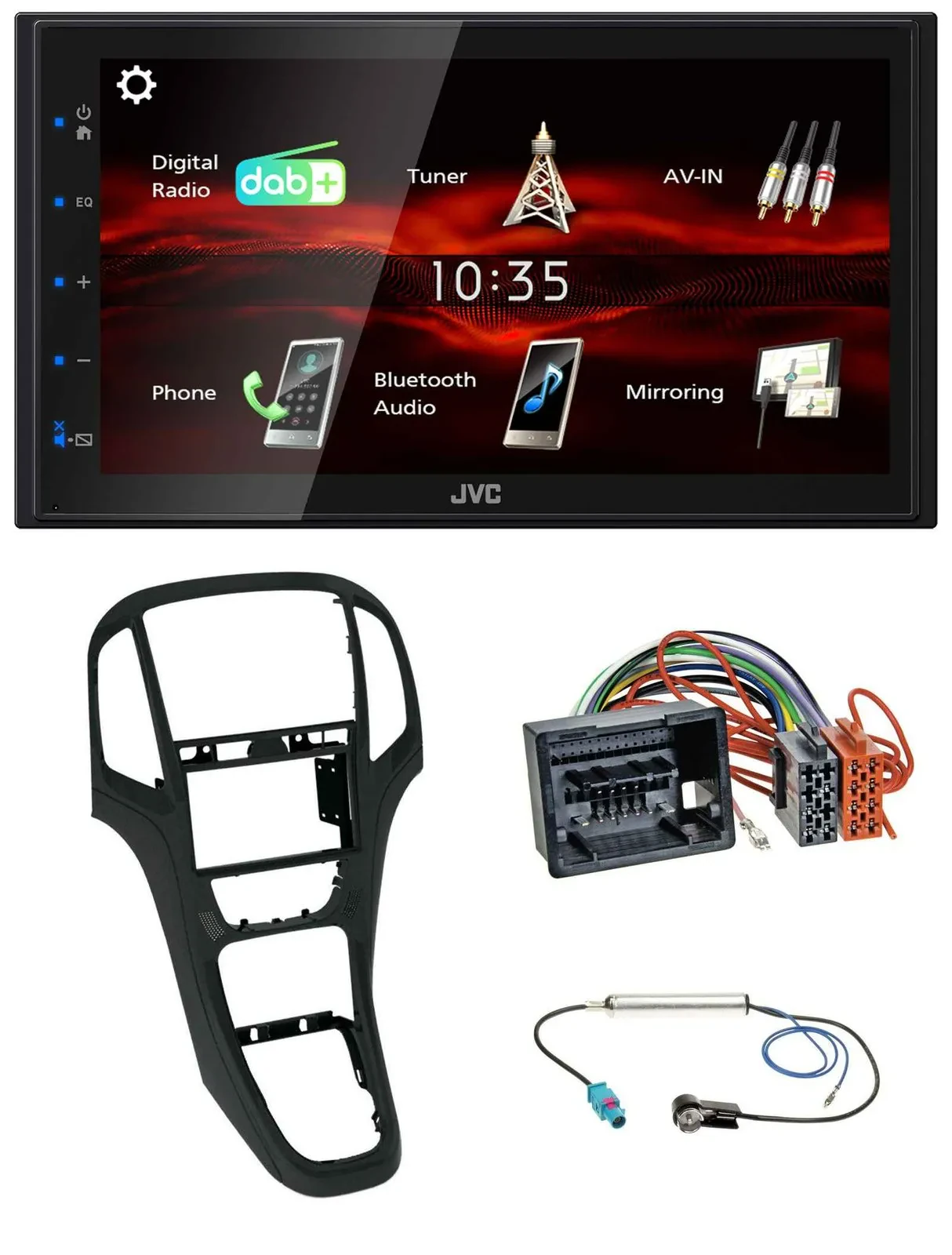 JVC USB Bluetooth MP3 DAB 2DIN Autoradio für Opel Astra J ab 12/09 Perlschwarz