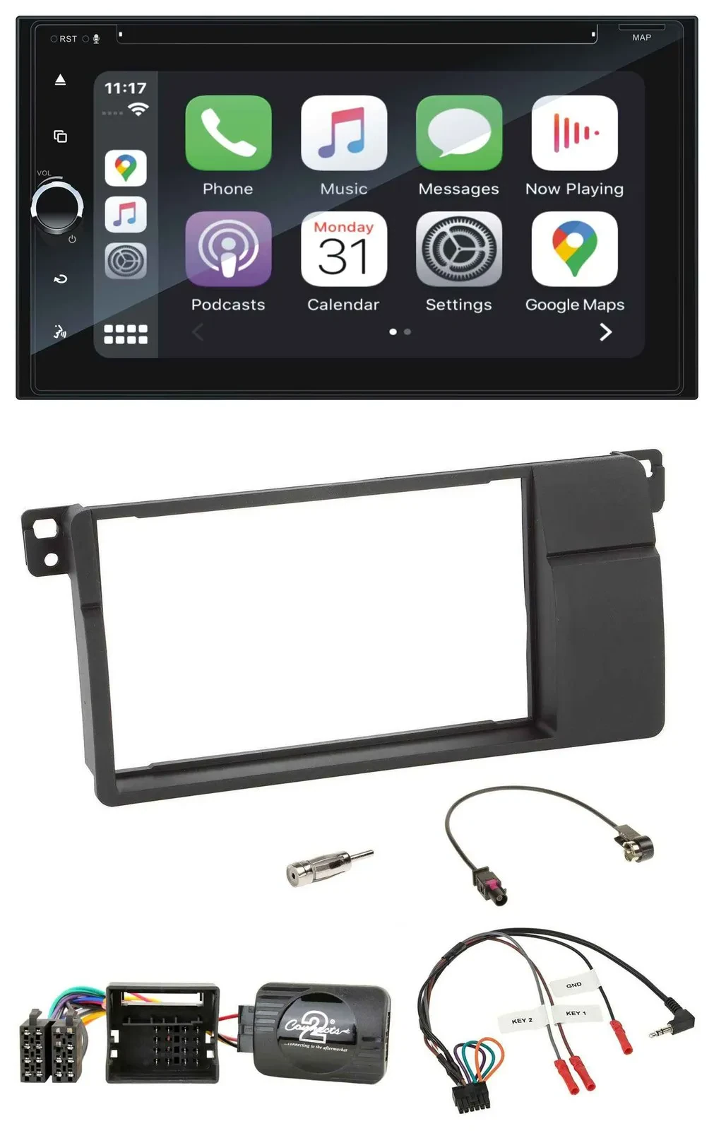 Blaupunkt DAB Lenkrad TMC Bluetooth USB 2DIN Navigation für BMW 3er E46 00-06 Qu