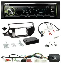 Pioneer DAB USB MP3 Lenkrad CD Autoradio für Kia Rio UB ab 03/2015 piano schwarz