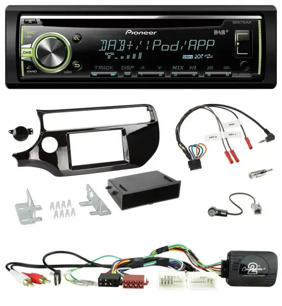 Pioneer DAB USB MP3 Lenkrad CD Autoradio für Kia Rio UB ab 03/2015 piano schwarz