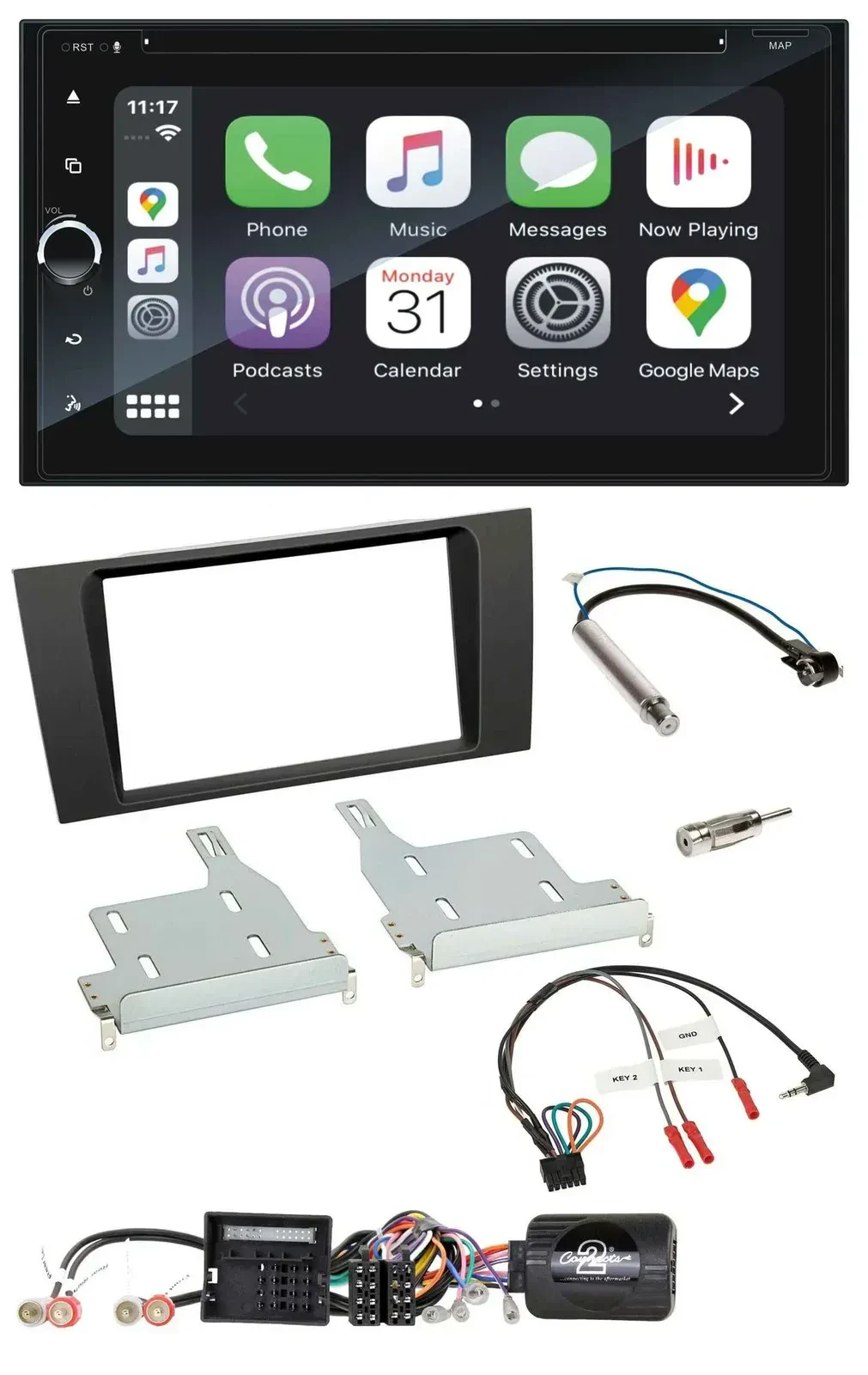 Blaupunkt 2DIN Bluetooth DAB USB DVD Lenkrad Autoradio für Audi A4 2000-2001