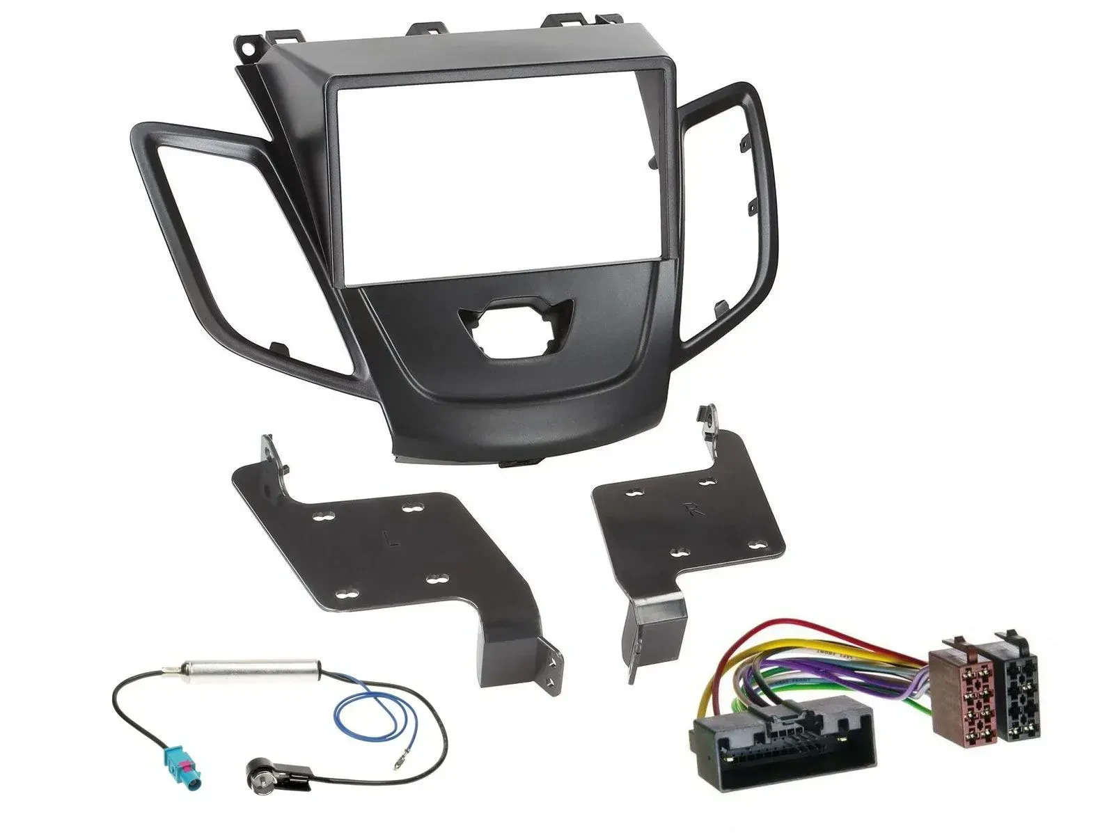 Einbauset Doppel DIN Autoradio für Ford Fiesta 10-17 schwarz