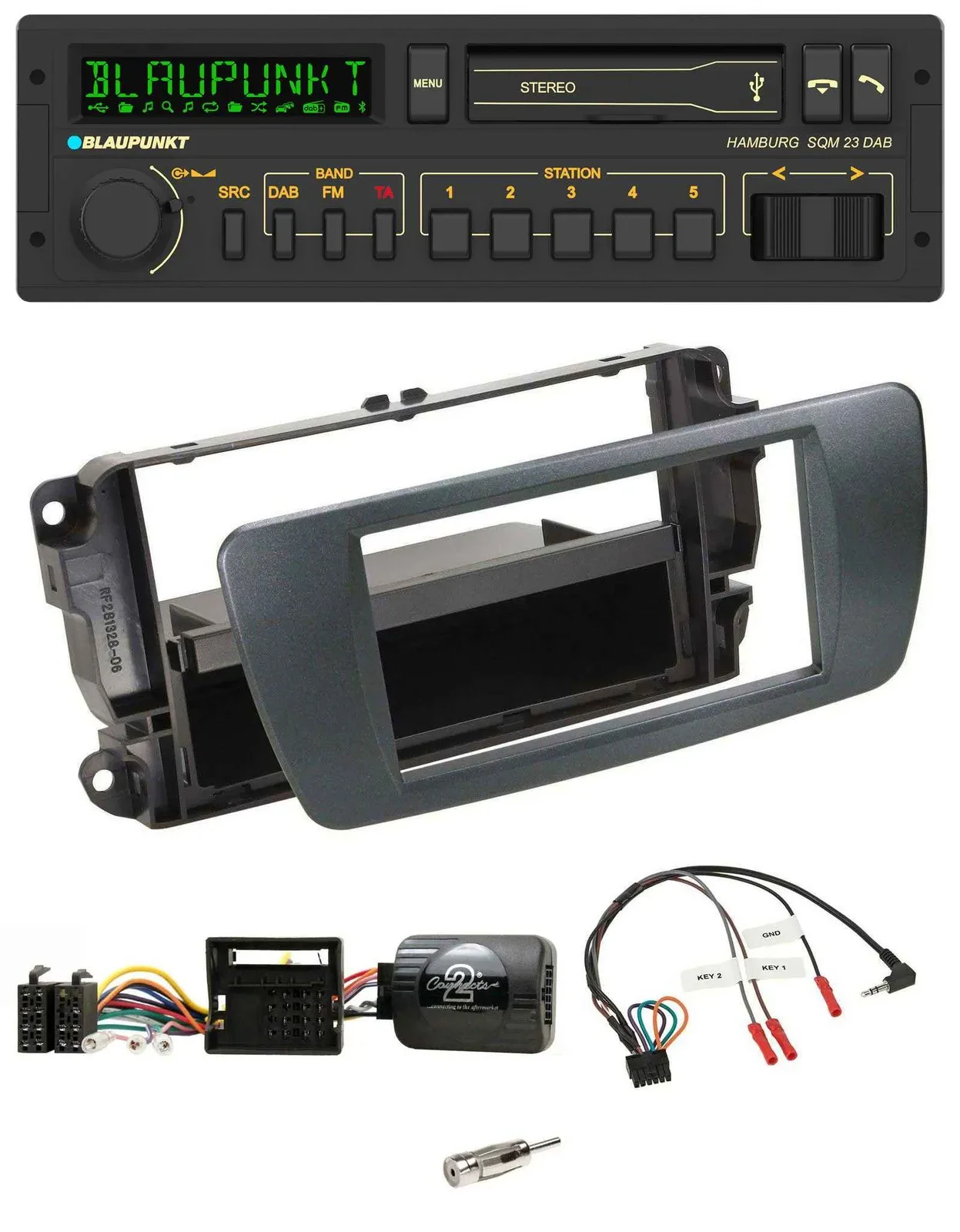 Blaupunkt USB DAB Bluetooth Lenkrad Autoradio für Seat Ibiza azabacheschwarz