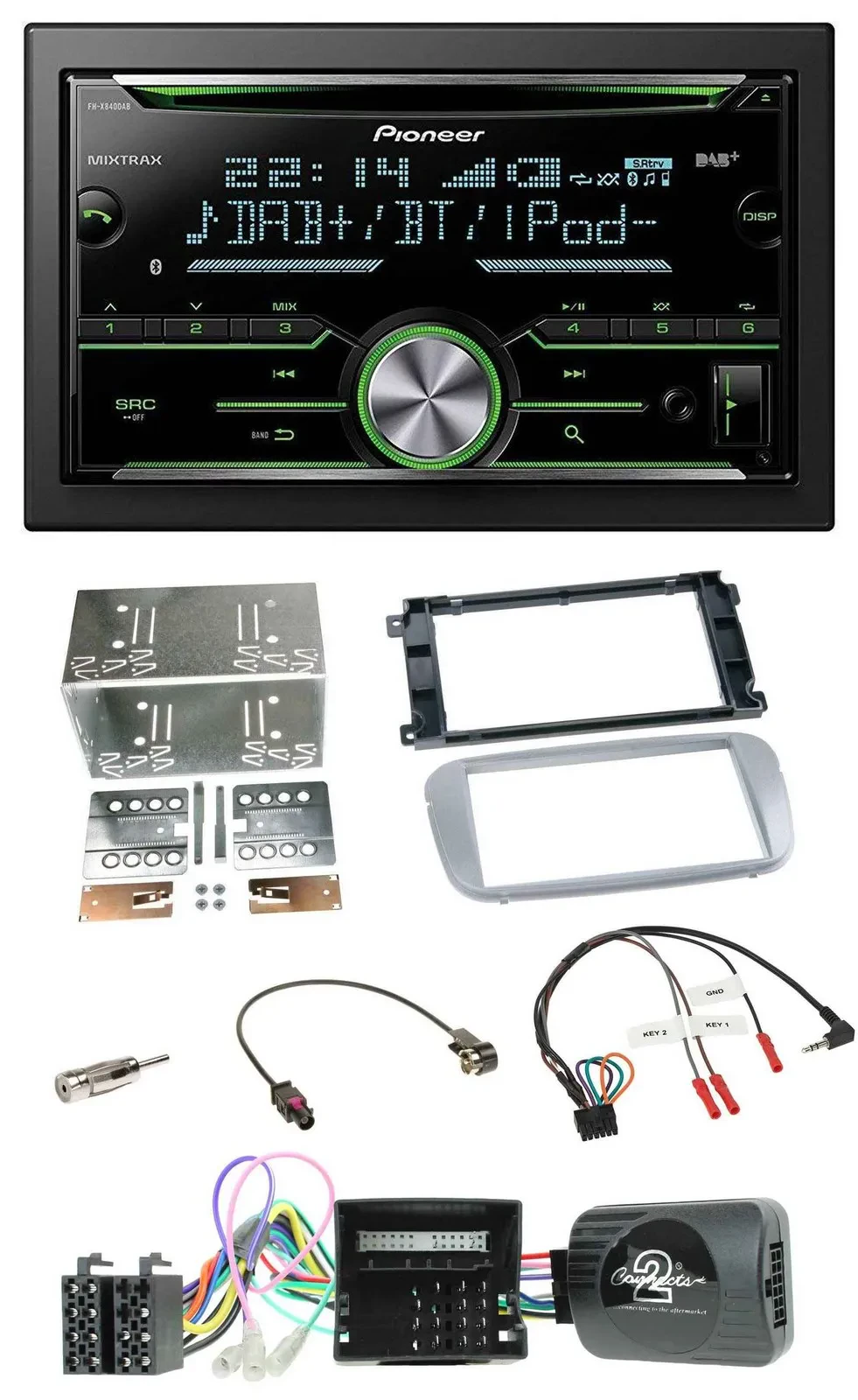 Pioneer Bluetooth Lenkrad DAB 2DIN USB CD Autoradio für Ford Galaxy C-Max Focus