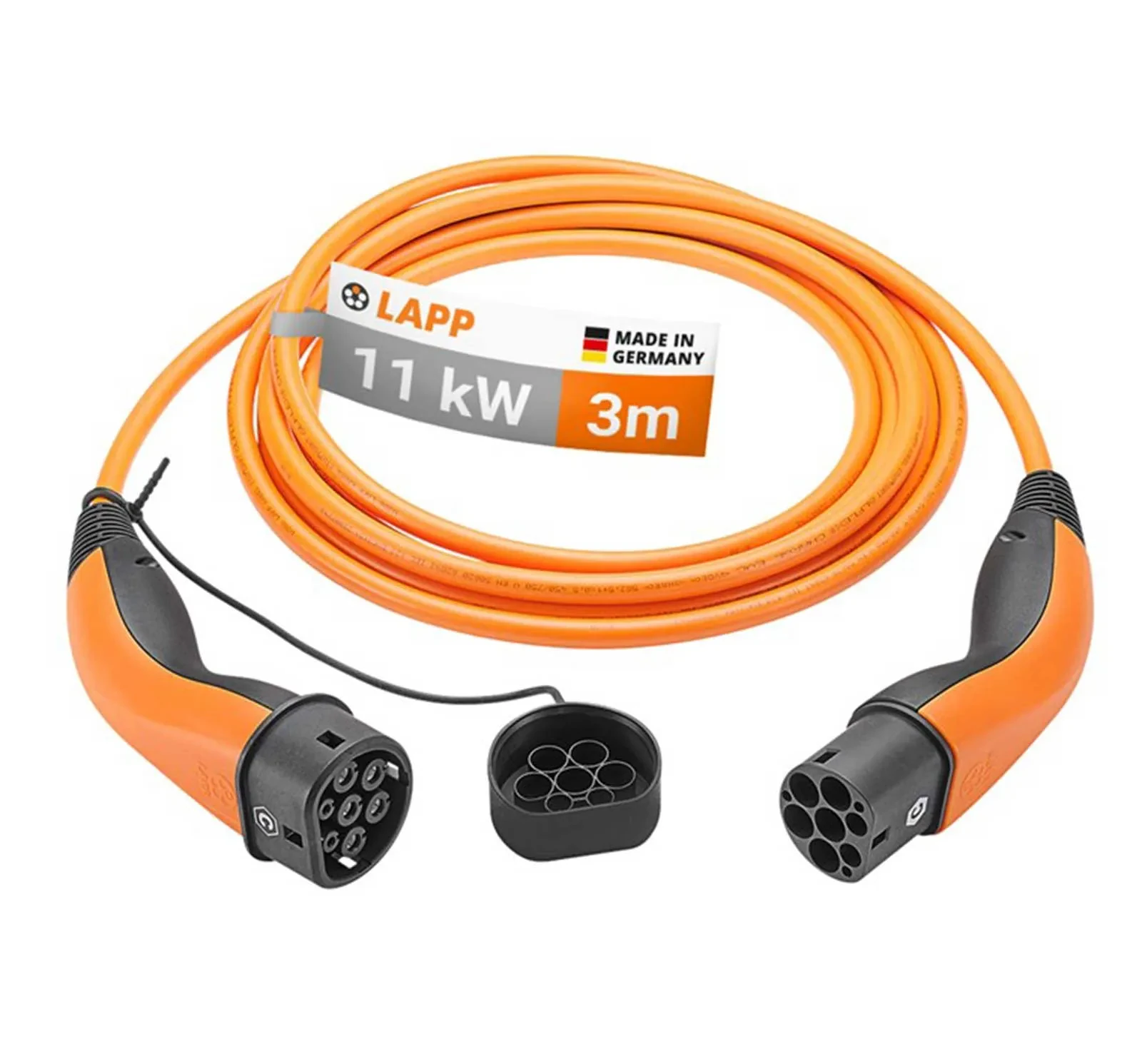 Зарядный кабель Lapp Mobility Type 2 Mode 3, 20 A, 3‑фазный, до 11 кВт, 3 м, оранжевый