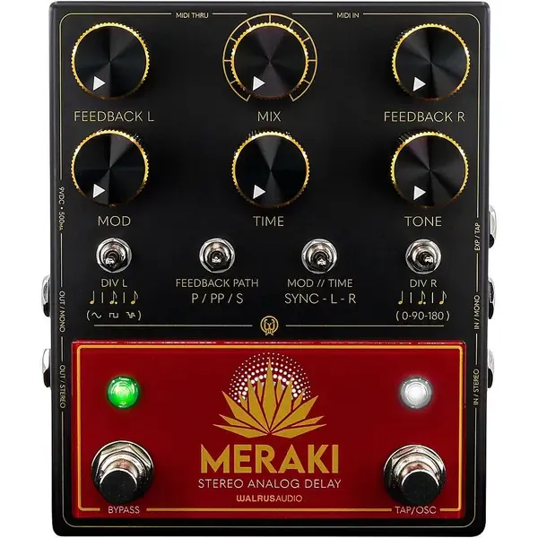 Педаль эффектов для электрогитары Walrus Audio Meraki Analog Stereo Delay Effects Pedal Black