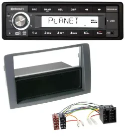 Continental USB 1DIN AUX DAB MP3 Autoradio für Fiat Idea (350, 03-11) - grau