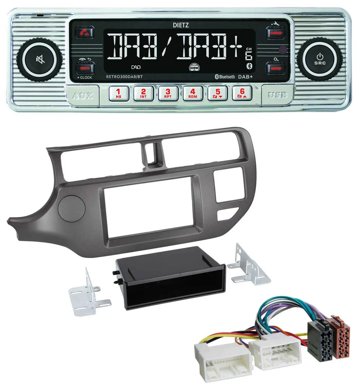 Dietz Bluetooth MP3 DAB USB Autoradio für Kia Rio UB 2011-2014 anthrazit