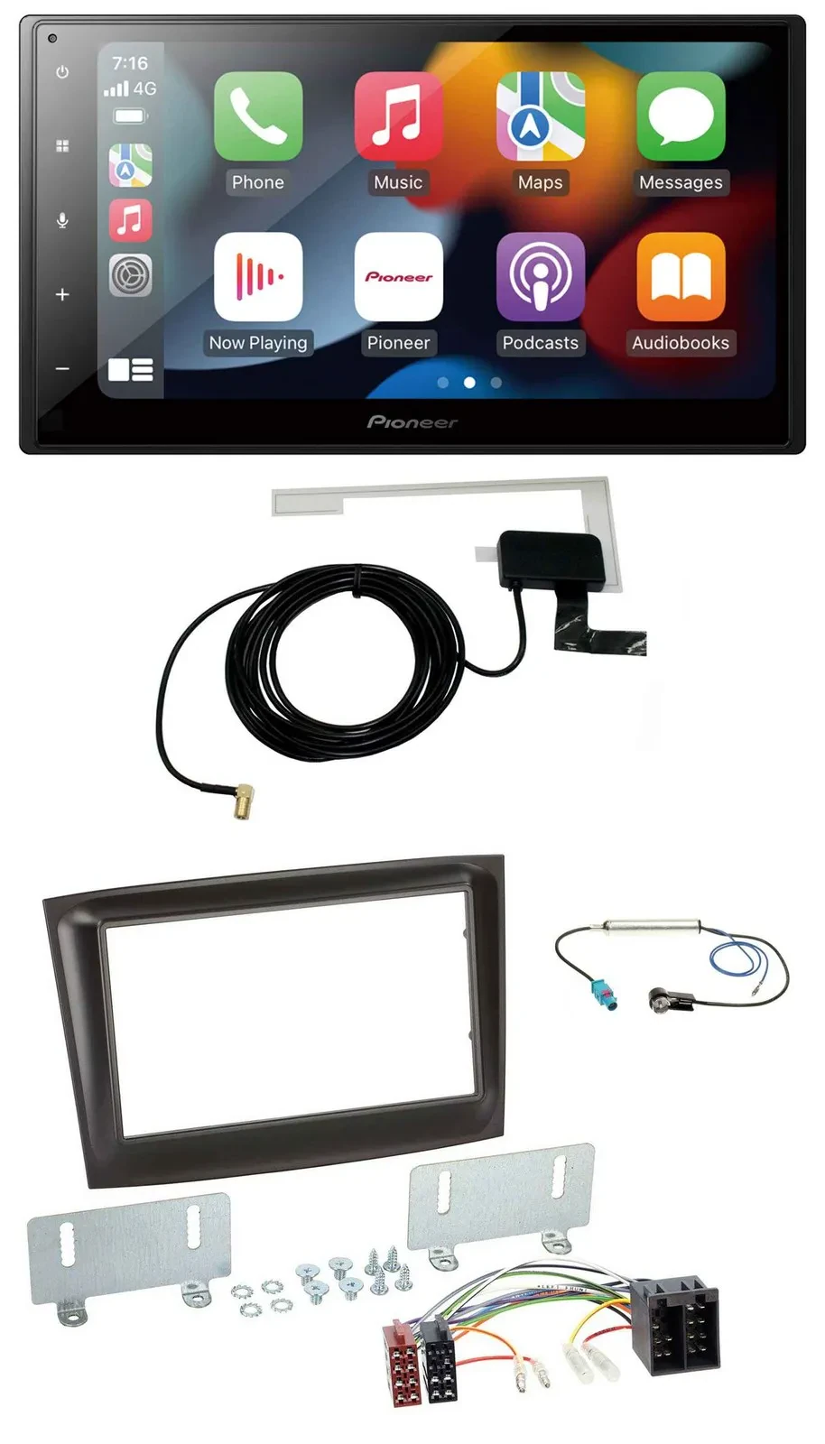 Автомагнитола для Fiat Doblo (с 2015) Pioneer 2DIN, MP3, USB, Bluetooth, DAB, черный