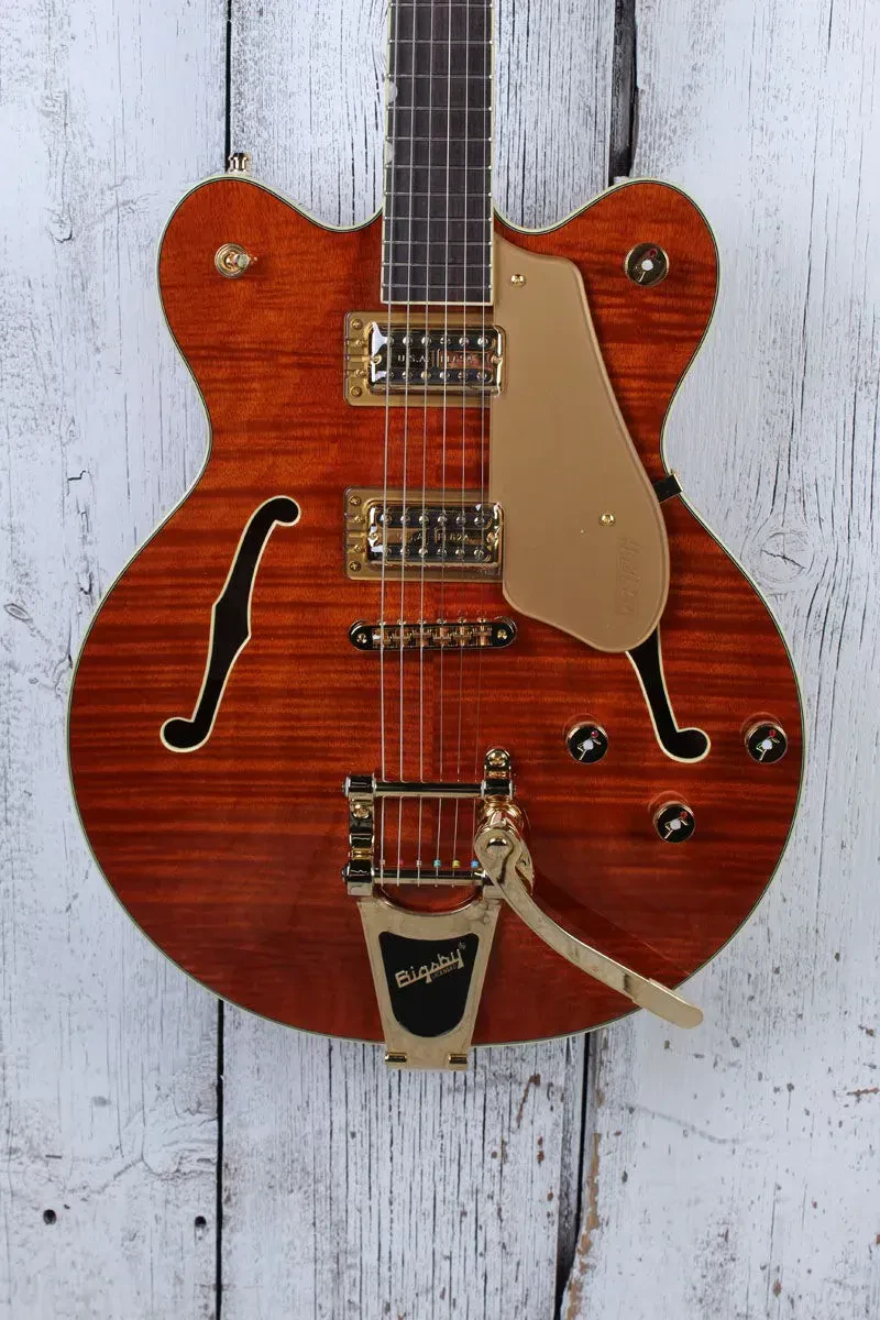 Б/У Электрогитара Gretsch Electromatic LTD Flame Okoume Broadkaster полуакустическая с центр-блоком, H-H, с вибрато Bigsby B70, Roundup Orange