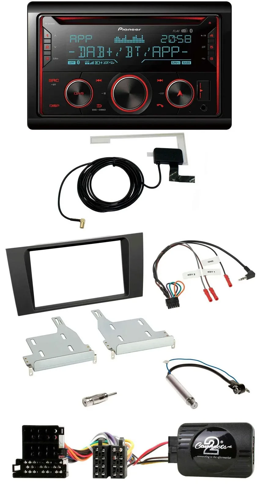 Pioneer 2DIN Lenkrad DAB USB CD Bluetooth Autoradio für Audi A4 1999-2001