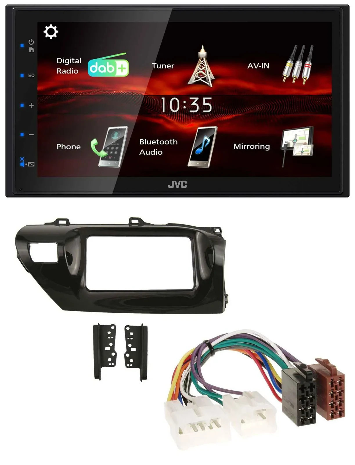 JVC USB Bluetooth MP3 DAB 2DIN Autoradio für Toyota Hilux (2015-2020)