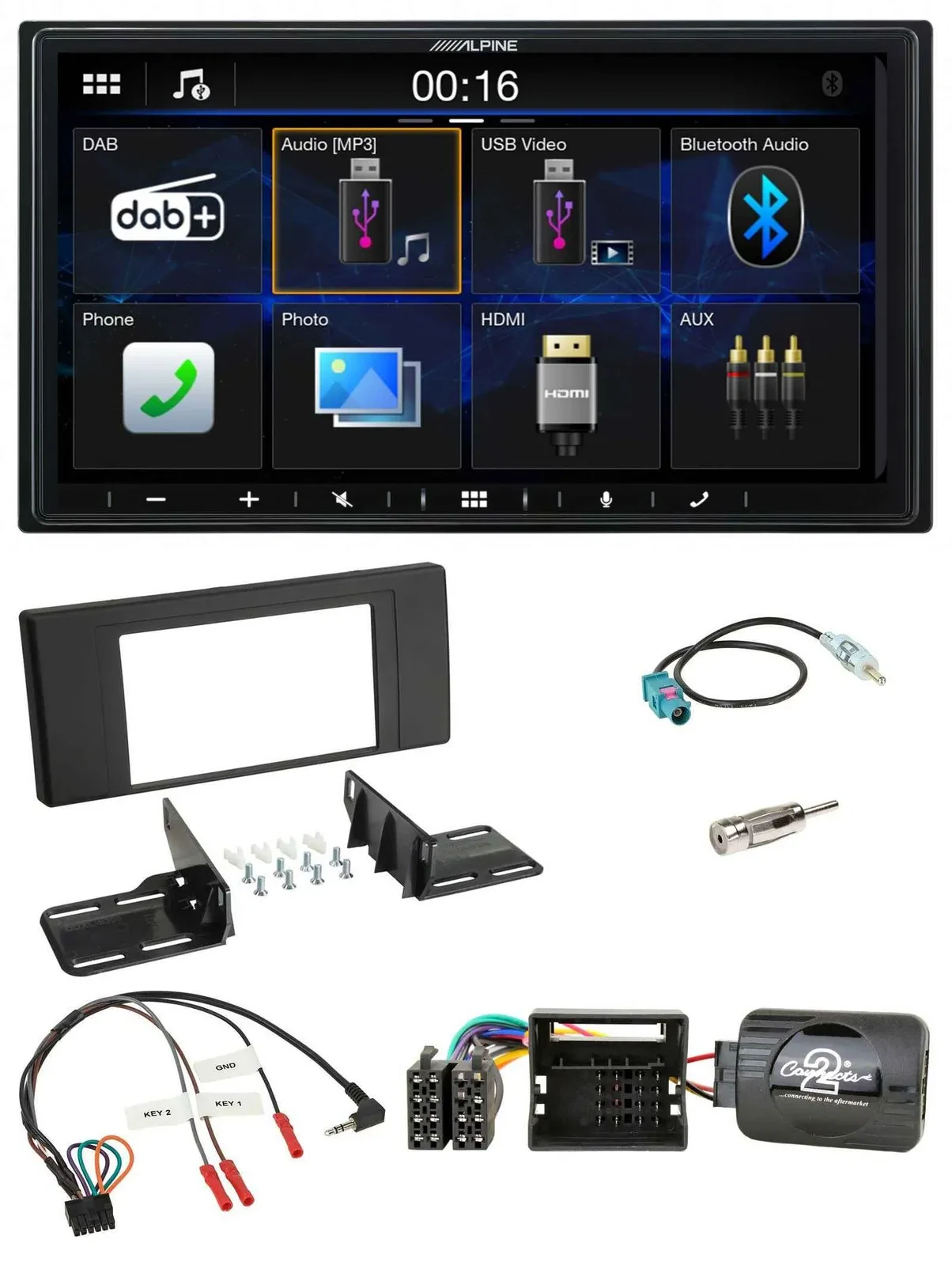 Alpine Bluetooth 2DIN Lenkrad DAB USB Autoradio für Land Rover Range Rover Vogue