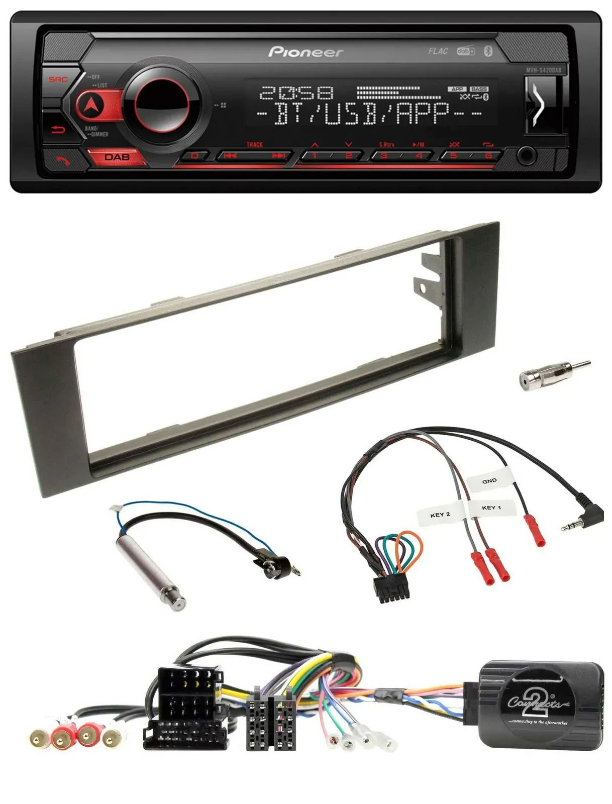 Pioneer Lenkrad USB DAB Bluetooth Autoradio für Audi A3 (2003-2006)