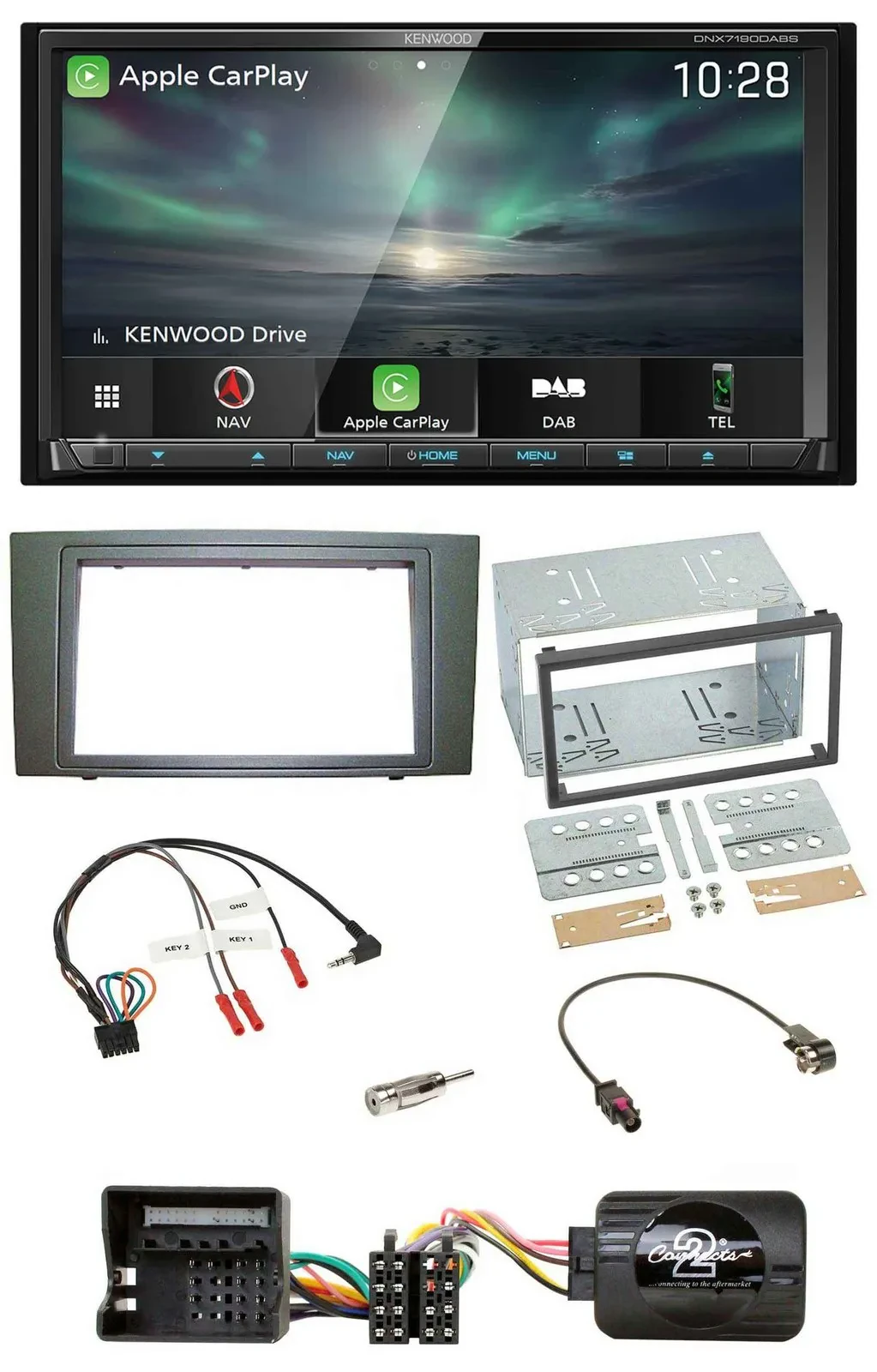 Kenwood Bluetooth USB 2DIN Lenkrad TMC DAB Navigation für Ford Mondeo 2003-2007