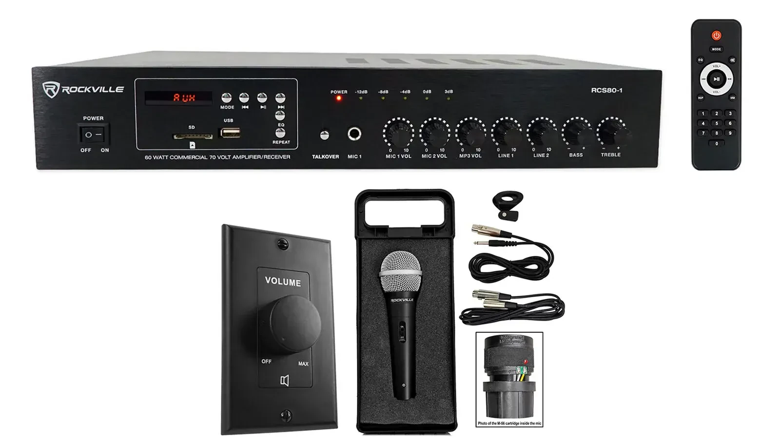 Трансляционный усилитель Rockville RCS80-1 Black с аксессуарами