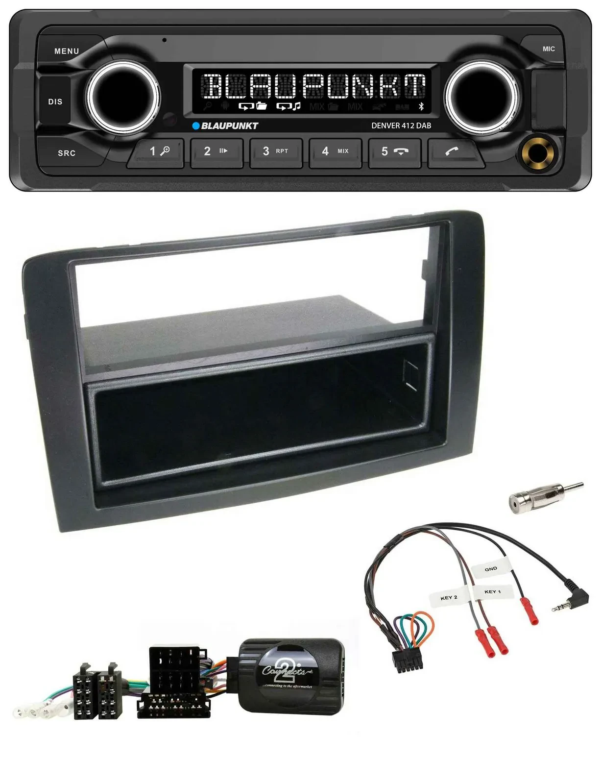 Blaupunkt Bluetooth DAB Lenkrad USB Autoradio für Fiat Idea 2006-2012 schwarz