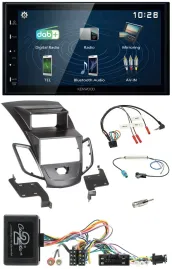 Kenwood 2DIN Bluetooth Lenkrad USB DAB Autoradio für Ford Fiesta 10-13 Display s