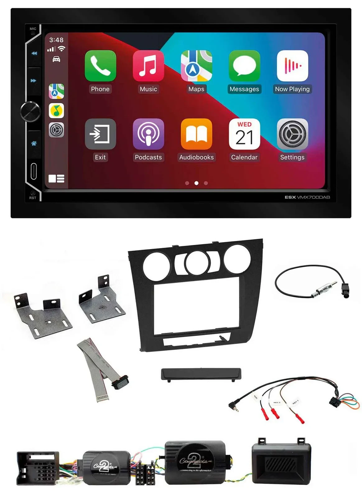 ESX 2DIN DAB USB Lenkrad Bluetooth Autoradio für BMW 1er PDC man. Klima E87/E88/