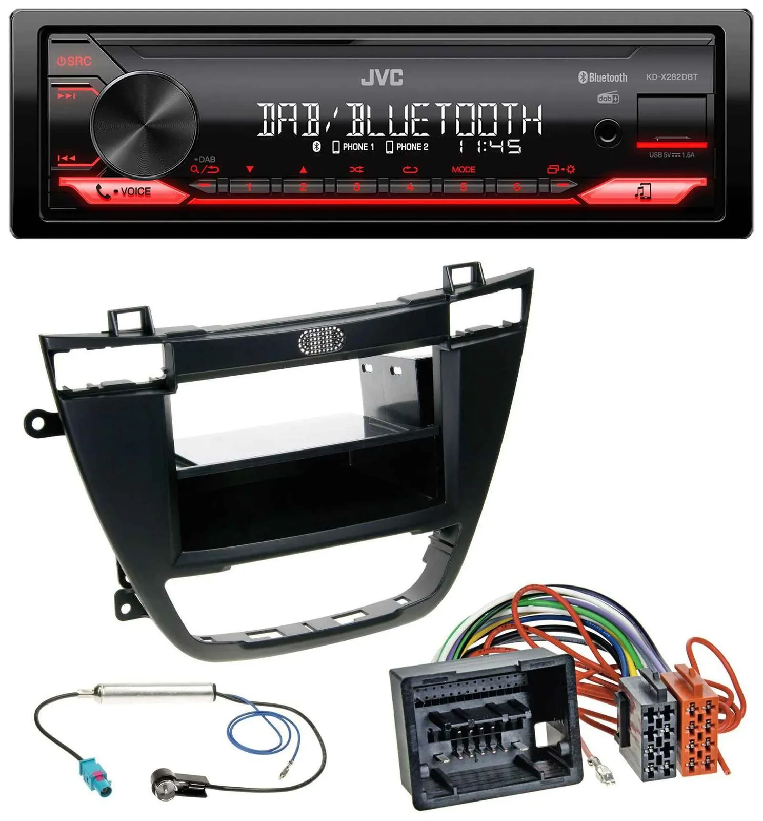 Автомагнитола для Opel Insignia 2008–2013 JVC Bluetooth, USB, DAB, MP3 черная